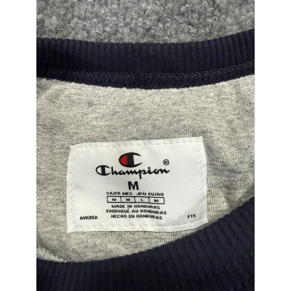 Champion Sweatshirt Mens Medium Blue Fleece‎ Crewneck Pullover Y2K Embroidered - Picture 6 of 7